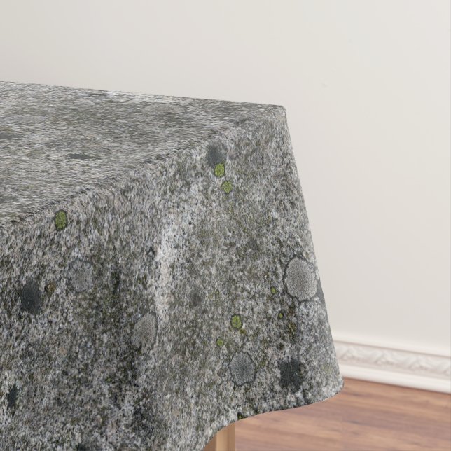Geology Granite Rock with Green Moss Tablecloth (In Situ)