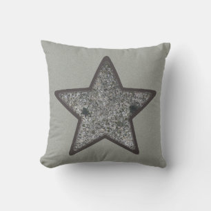 Geology Grey Rock Star on Custom Colour Outdoor Pillow