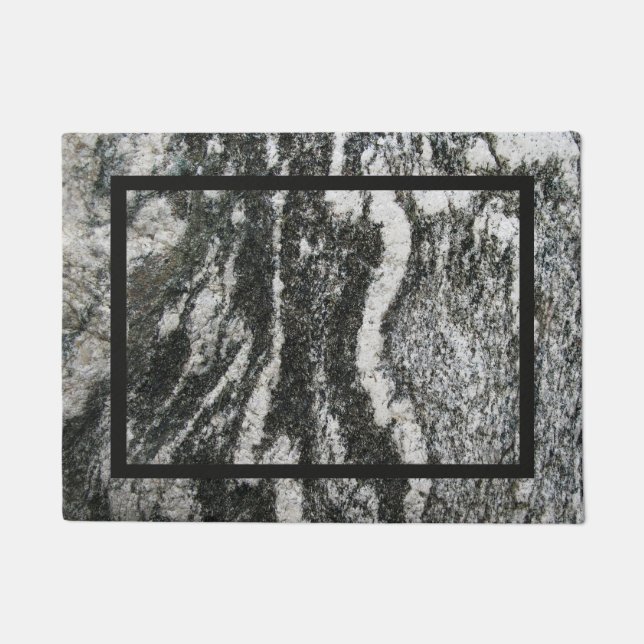Geology Grey Rock with Cat Pattern Doormat (Front)
