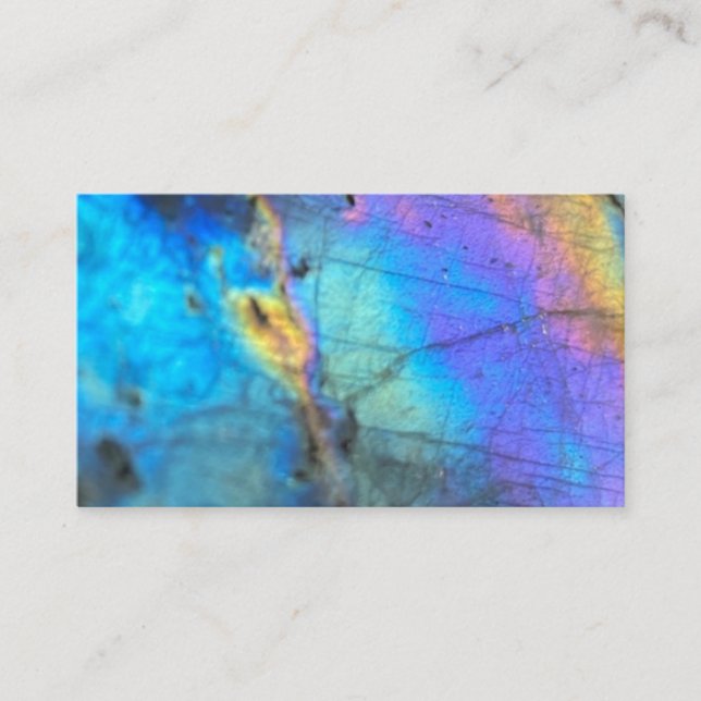 Geology Labradorite Stone Colourful Crystal Patter Business Card (Front)