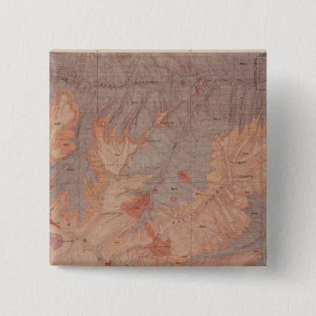 Geology Map, Yellowstone National Part, Wyoming 2 Inch Square Button (Front)