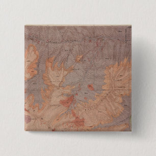 Geology Map, Yellowstone National Part, Wyoming 2 Inch Square Button
