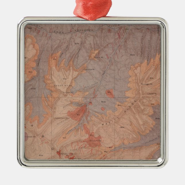 Geology Map, Yellowstone National Part, Wyoming 2 Metal Ornament (Front)