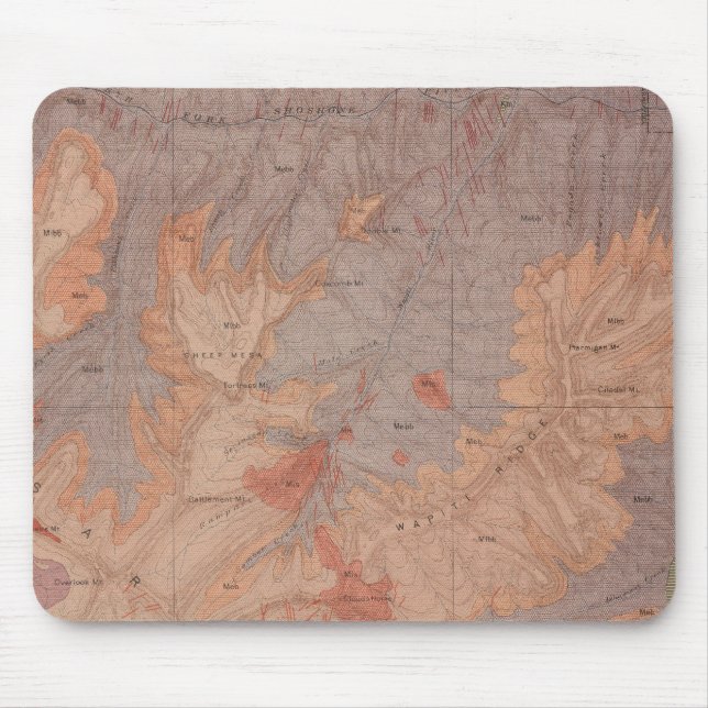 Geology Map, Yellowstone National Part, Wyoming 2 Mouse Pad (Front)