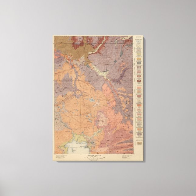 Geology Map, Yellowstone National Part, Wyoming Canvas Print (Front)