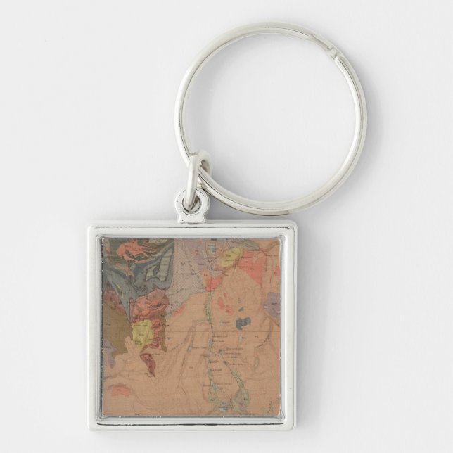 Geology Map, Yellowstone National Part, Wyoming Keychain (Front)