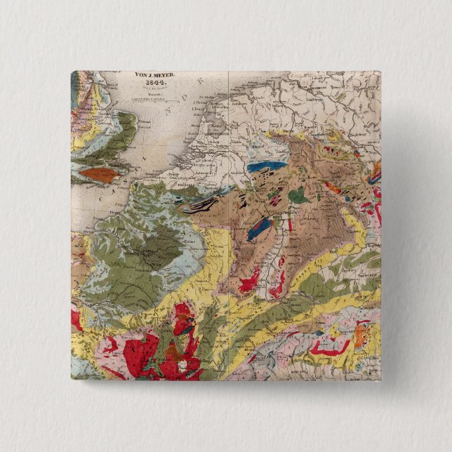 Geology of Europe 2 Inch Square Button (Front)