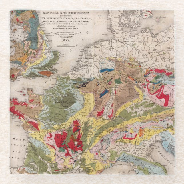Geology of Europe Glass Coaster (Front)