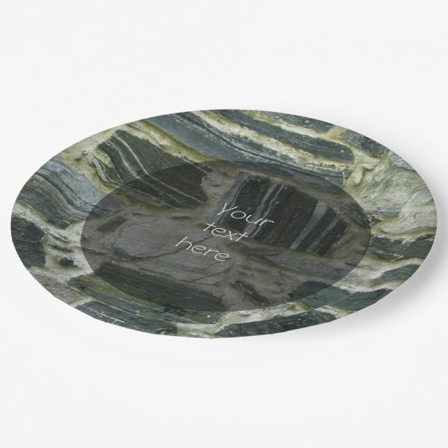 Geology Old Stone Wall Structure Photo any Text Paper Plate (Angled)