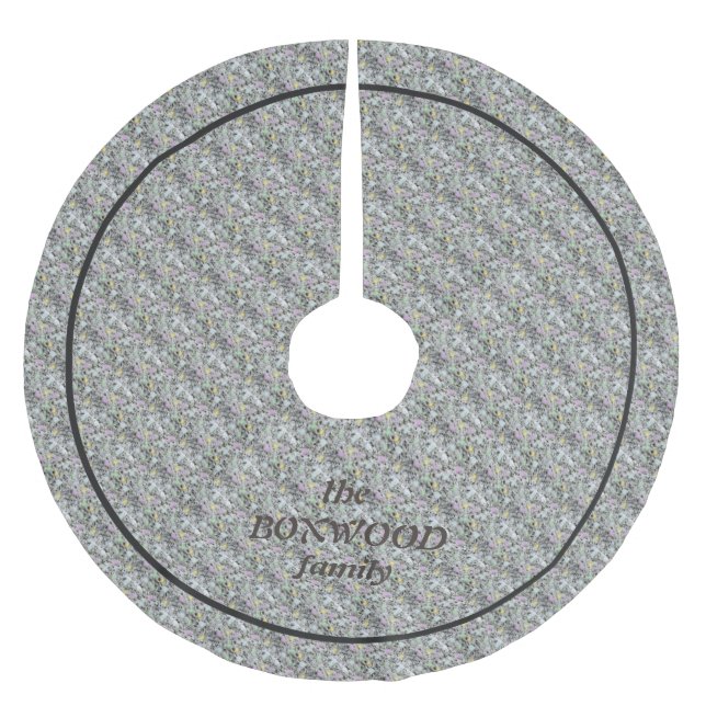 Geology Rock Granite Texture Pastel Dots with Text Brushed Polyester Tree Skirt (Front)