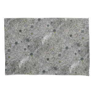 Geology Rock Grey Granite with Green Moss Pillowcase