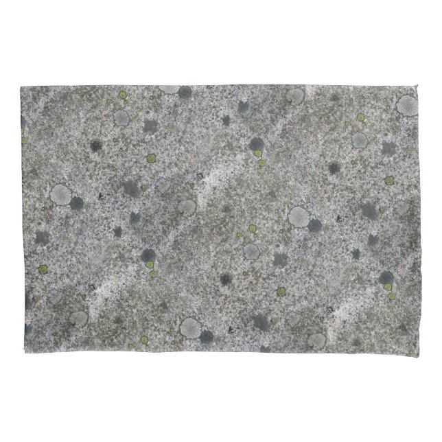 Geology Rock Grey Granite with Green Moss Pillowcase (Front)