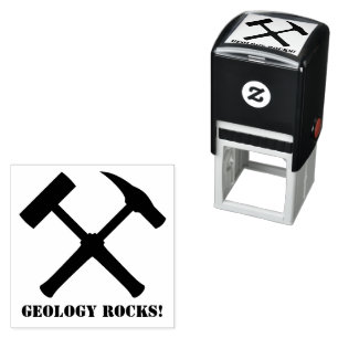 Geology Rocks!  Crossed Rock Hammer Self-inking Stamp