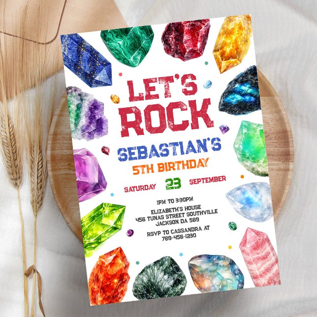 Geology Rocks Crystal Gemstone Birthday Invitation (Creator Uploaded)