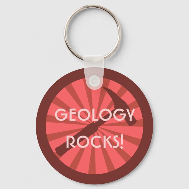 Geology Rocks! Hammer Badge Keychain (Front)