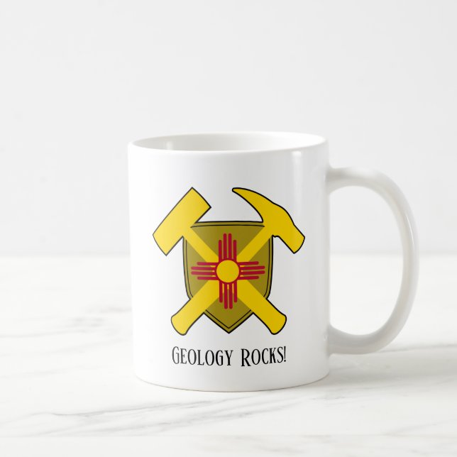 "Geology Rocks" New Mexico Flag Hammer Logo Coffee Mug (Right)