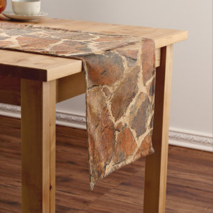 Geology Stone Wall Structure Photo Warm Golden Medium Table Runner