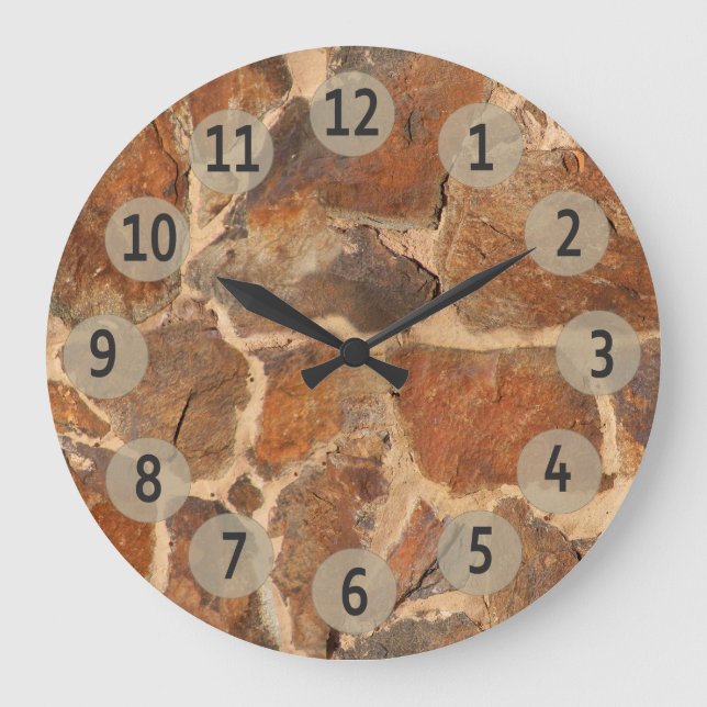 Geology Stone Wall with Digits Large Clock (Front)