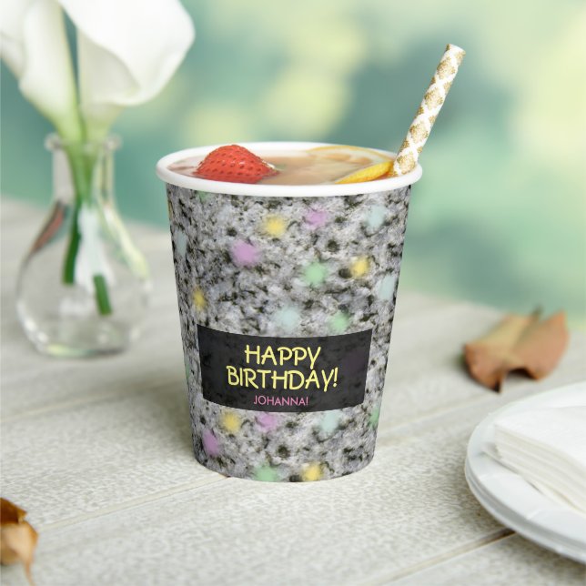 Geology White Granite Rock Pastel Dots any Text Pa Paper Cups (Insitu)