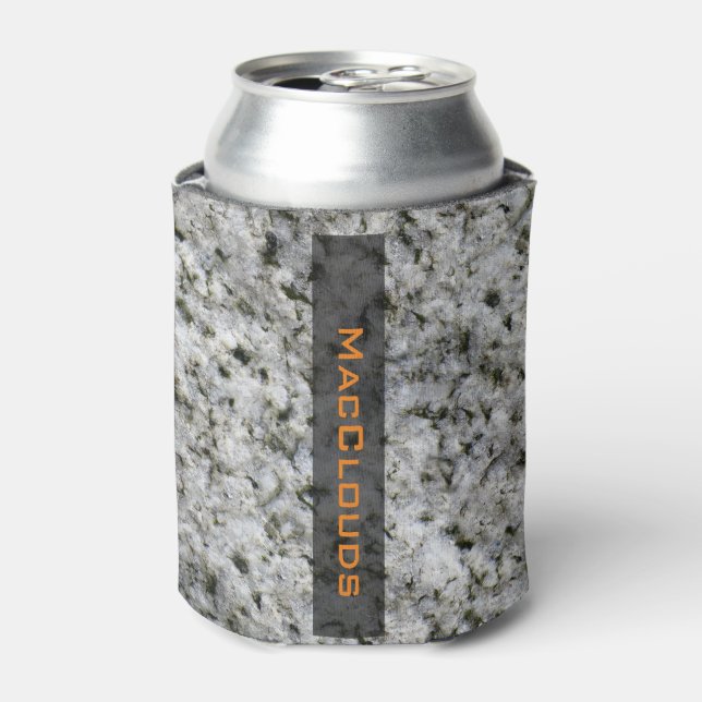 Geology White Granite Rock Texture with Name Can Cooler (Can Front)