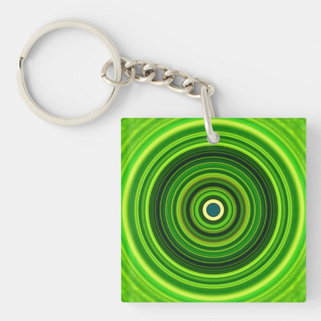 Geomagnetic Green Mandala Keychain (Front)