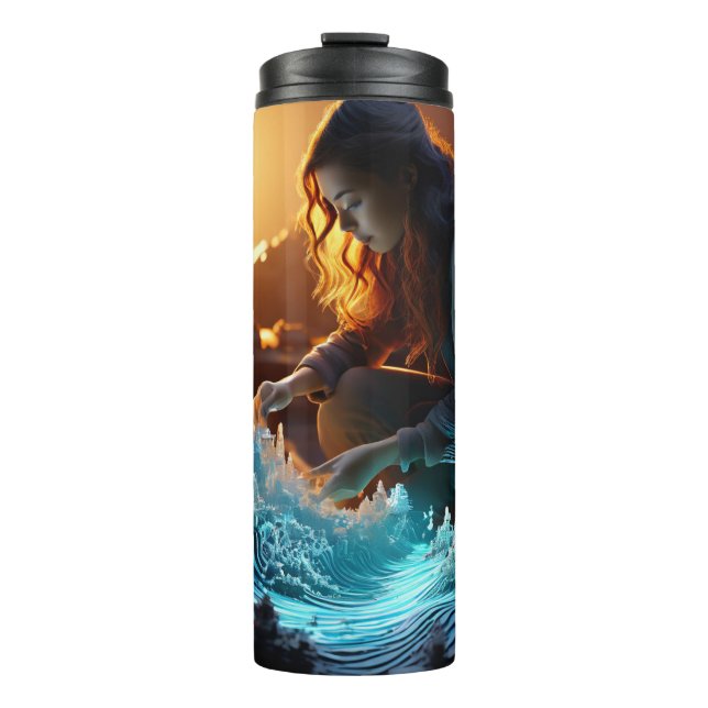 geomancer sculpting landscapes with a  hand wave thermal tumbler (Front)