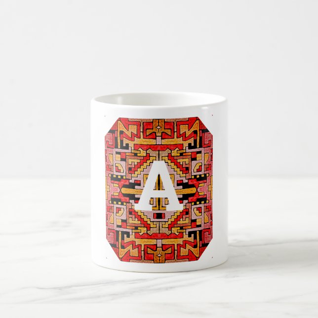 Géométhérique Tribal/Ethnique Monogramme Café Mug (Centre)
