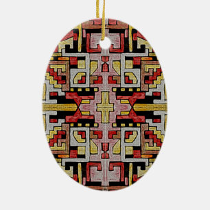 Geomethric Tribal/Ethnic Pattern Ceramic Ornament
