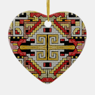 Geomethric Tribal/Ethnic Pattern Ceramic Ornament