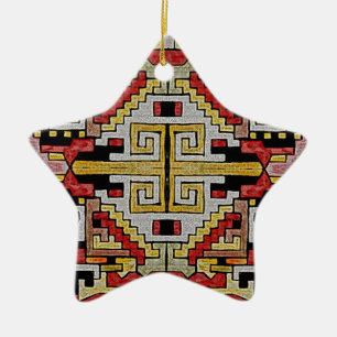 Geomethric Tribal/Ethnic Pattern Ceramic Ornament