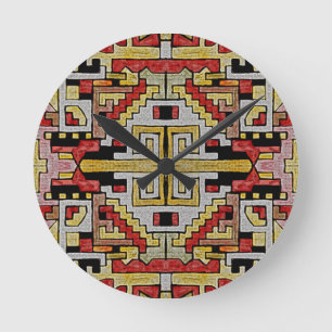 Geomethric Tribal/Ethnic Pattern Round Clock