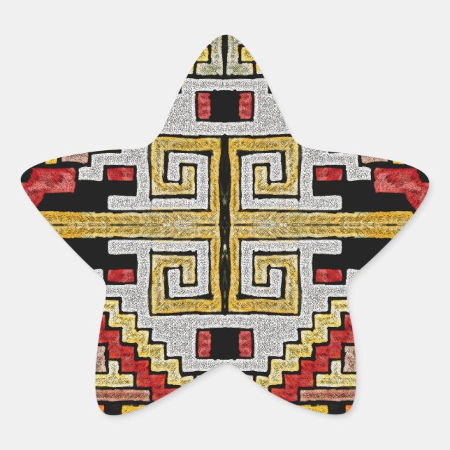 Geomethric Tribal/Ethnic Pattern Star Sticker (Front)