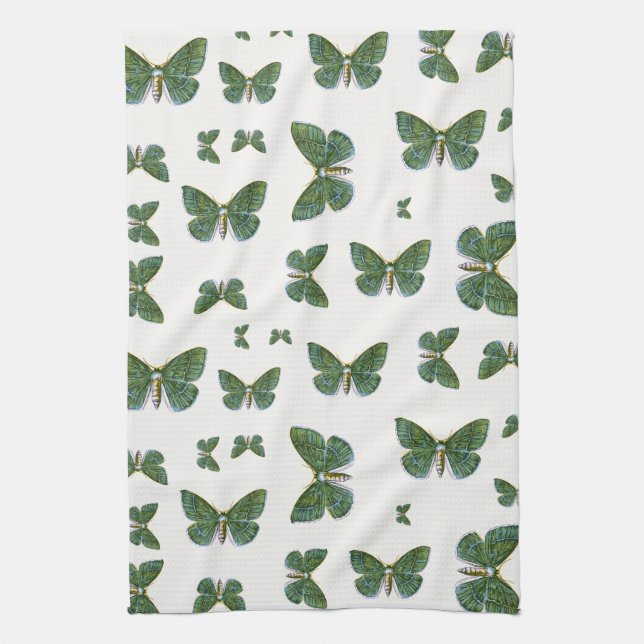 Geometra papilionaria - The Large Emerald Moth Kitchen Towel (Vertical)