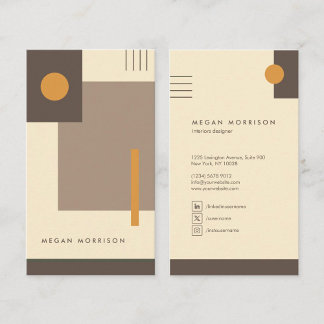 geometria bauhaus retro brown beige business card