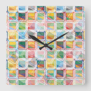 Geometria de Geomesky by Masanser Pixelat Square Wall Clock