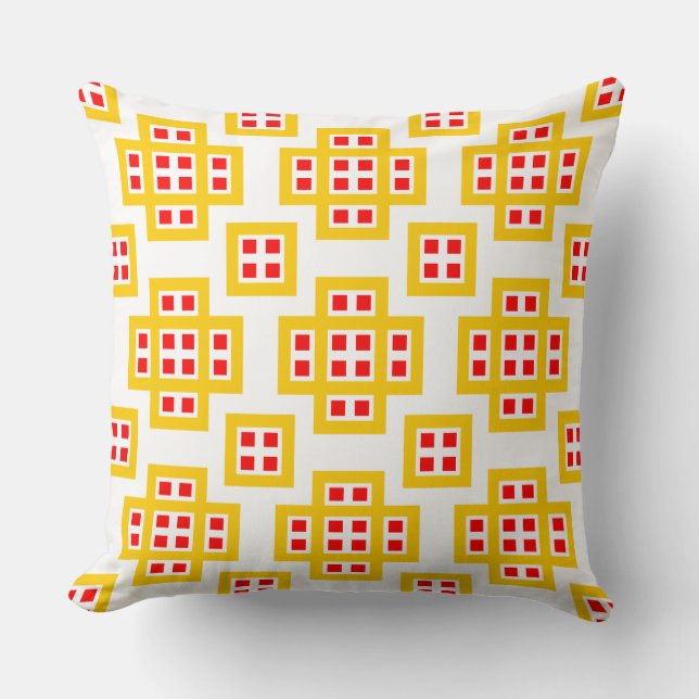 Geometric 030614 - Amber and Red on White Throw Pillow (Front)