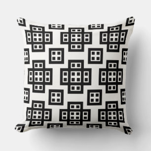 Geometric 030614 - Black on White Throw Pillow