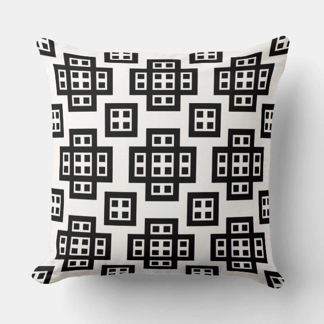 Geometric 030614 - Black on White Throw Pillow (Front)