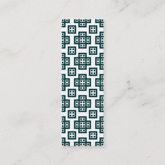 Geometric 030614 - Dark Moss Green on White Mini Business Card (Front)
