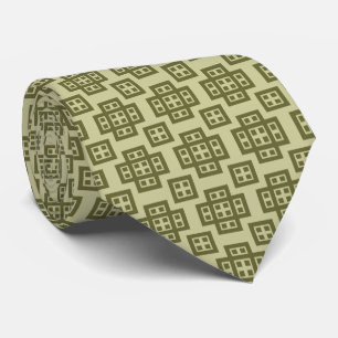 Geometric 030614 - Dp Olive on Lt Khaki Tie