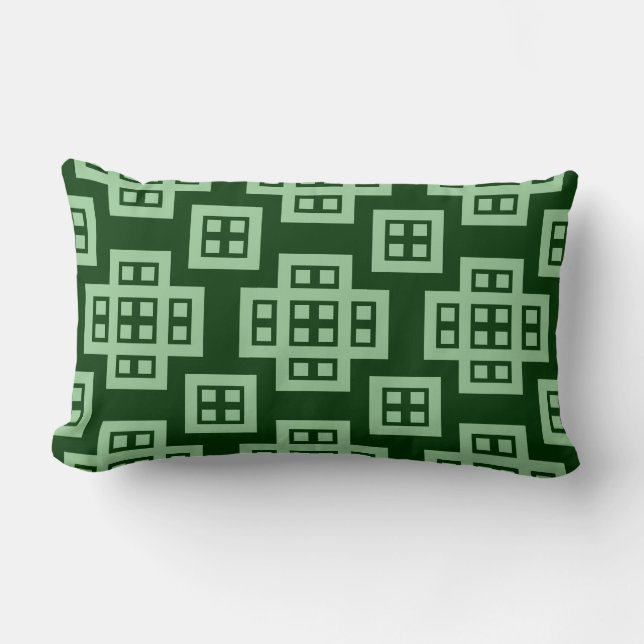 Geometric 030614 - Faded Green on Dk Forest Green Lumbar Pillow (Front)