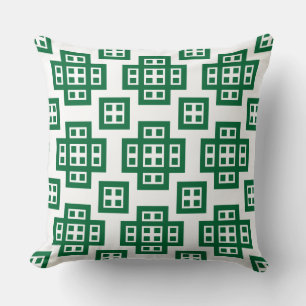 Geometric 030614 - Forest Green on White Throw Pillow