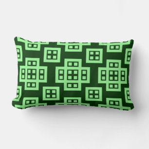 Geometric 030614 - Mint Green on Dk Forest Green Lumbar Pillow