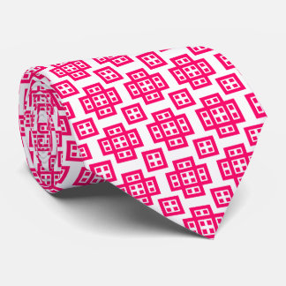 Geometric 030614 - Neon Red on White Tie