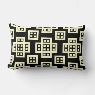 Geometric 030614 - Pale Yellow on Black Lumbar Pillow