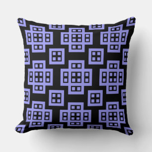 Geometric 030614 - Pastel Blue on Black Throw Pillow
