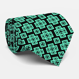 Geometric 030614 - Turqupise on White Tie