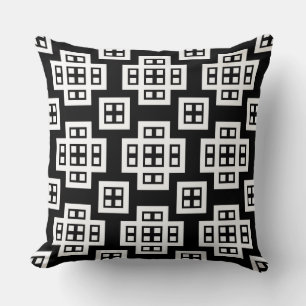 Geometric 030614 - White on Black Throw Pillow