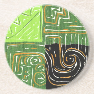 GEOMETRIC 1 Coaster 4.5" Round CHARTREUSE