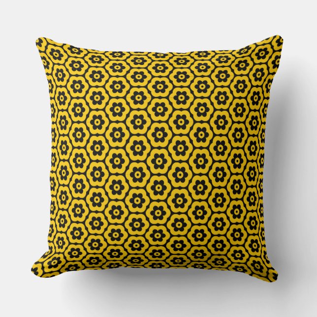 Geometric 280514 (03) - Amber and Black Throw Pillow (Front)